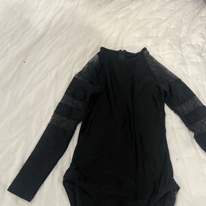 Elegant Black Long Sleeve Women's Leotard
